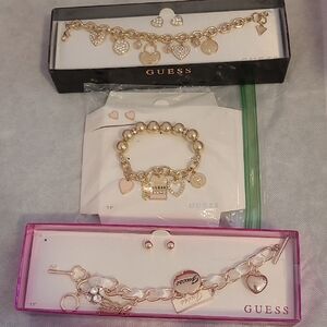 GUESS Gold-Tone Heart Charm Bracelet Set
